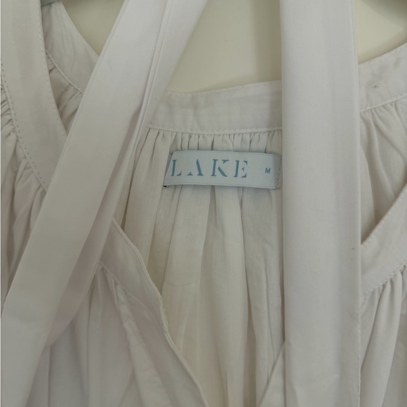 White Midi Dress with Blue Embroidery - Picture 3 of 4